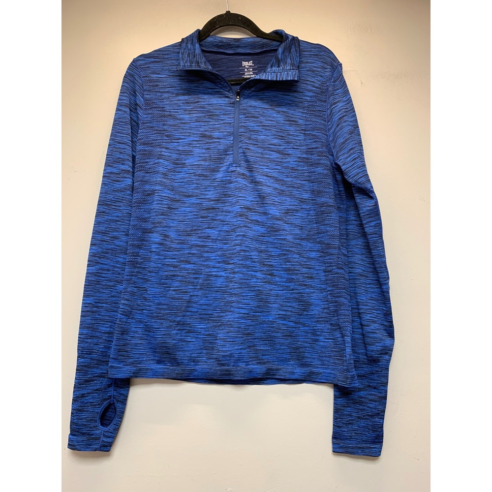 Everlast Quarter Zip Pullover Womens XL Blue Black Space Dye Excellent Thumbhole